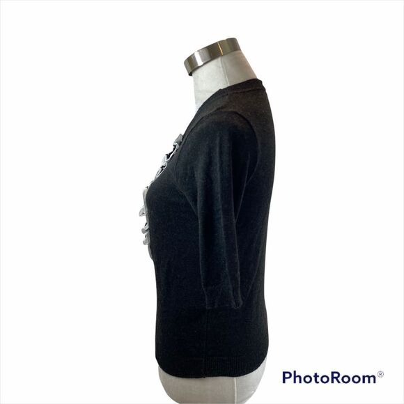 No-Na Cashmere Blend Bib‎ Front Half Sleeve Sweater Size Medium - Picture 2 of 15